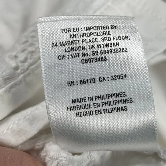 A by Anthropologie Anarok Button Down Womens Small White Eyelet Coat - Picture 4 of 8